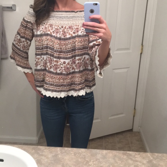 En Creme Tops - 3/$24 Ever Eve Bohemian Off the Shoulder Shirt